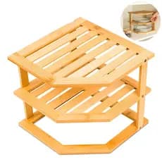 Organizador De Armário Bambu 3 Andares Rack Cozinha Mimo Style