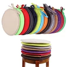 Almofada De Cadeira De Forma Redonda Esponja Circular Assento Banqueta Cor Sólida Amarração Removível 30/38cm