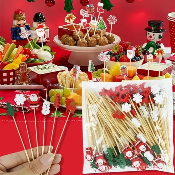 100 Peças De Palitos De Coquetel De Natal , Dente Para Aperitivos Agitação Agitadores De Café Perfeitos Escolhas De Comi