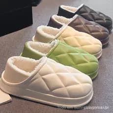 Chinelos De Algodão De Inverno Para Mulheres Com Salto , Sapatos De Pelúcia Uso Ao Ar Livre , Casa , Solas Grossas , Int