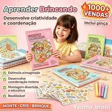 Caderno Adesivo 3D 8 Cenarios 16 paginas Criativo Scrapbook Diy Com Pinça Montar Comodos Diversos