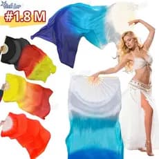 KIT4/2 Ventiladores De Dança Do Ventre Véu De Bambu Ventilador De Seda DIY 1.8M Puramente feito à mão-TL