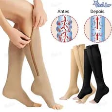 Par S/L Média Compressão Varizes Pernas Cansadas Inchaço Dores 3/4 Zíper 20-30 Mmhg Compressão Unissex-TL