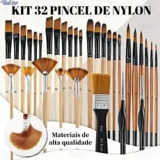 Kit 32 Peças Pincéis De Pintura Para Acrílica, Cerdas De Nylon Premium Com Redondo, Filbert, Plano, Ventilador-TL