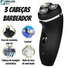 Máquina De Barbear Masculina Recarregável 220V 4D 3 Cabeças | TDU 220V Homens Elétrico Barbeador De Barba De Cabeça