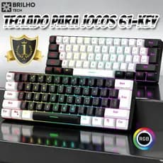 Teclado para jogos com fio 61-Key RGB Backlight Mini Compact USB-C Cabo de alimentação plugável-BR