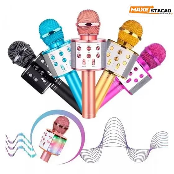 Microfone de brinquedo de karaokê infantil sem fio Bluetooth, adequado para meninos e meninas