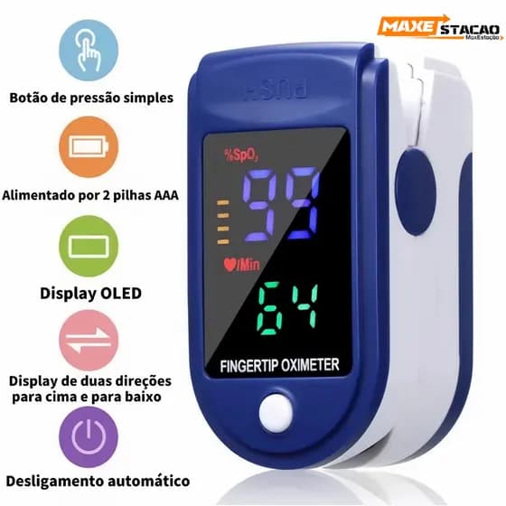 Medidor Digital de Oxigênio no Sangue para Dedo com Display LED, Ideal para Monitoramento Doméstico da Saúde