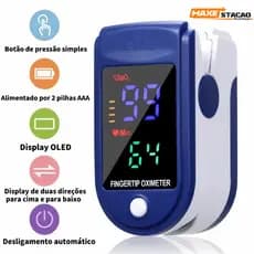Medidor Digital de Oxigênio no Sangue para Dedo com Display LED, Ideal para Monitoramento Doméstico da Saúde