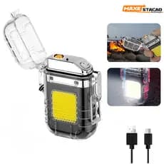 Isqueiro Elétrico a LED Carregamento USB Portátil Leve Seguro Anti Queimadura Design Confortável