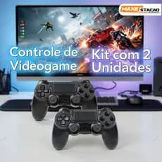 Kit com 2 Unidades Controles Dualshock 4 Sem Fio Compatível com PS4 PC e Android, Vibração e Sensor de Movimento