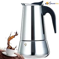Máquina de Café Italiana Inox - Cafeteira 9 Xícaras Expresso e Moka 4 a 6 Xícaras