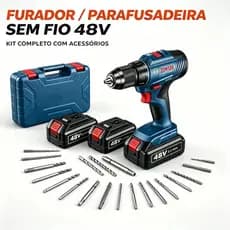 Furadeira parafusadeira de impacto 48V profissional 1900 RPM parafusadeira 2 baterias Genérica bosch