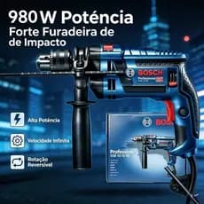 Furadeira de Impacto Bosch GSB 16 RE 980W Profissional Alta Potência para Concreto, Madeira e Metal