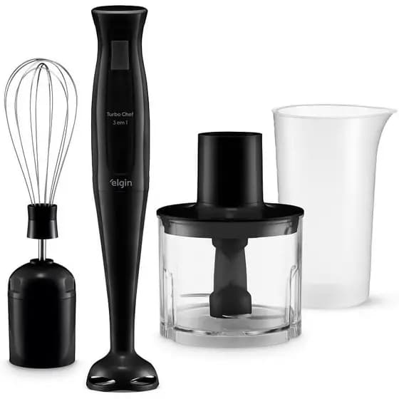 MIXER VERTICAL TURBO CHEF ELGIN 3 EM 1 200W PRETO (127V) | MIXER + TRITURADOR + FOUET | COPO 700ML