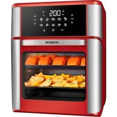 AIR FRYER FORNO OVEN MONDIAL 12L AFON-12L-RI (127V) 2000W VERMELHO/INOX | PAINEL DIGITAL 10 FUNÇÕES