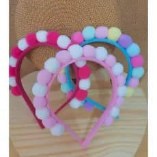Uma Tiara Infantil Pompom Grande Colorido Acessório de Cabelo Arquinho Infantil Diadema(Unidade)