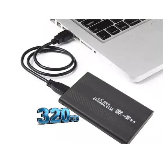 HD Externo 320GB Portátil USB 2.0 Case Slim Compatível com PC e Console