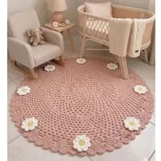 Tapete de crochê menina / tapete de crochê para quarto de bebê
