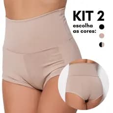 Kit 2 Cinta Modeladora Segura Barriga Cintura Alta Suplex Compressão Estilo Shortinho