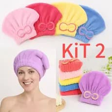 KIT 2  lã coral Touca Pós Banho Secagem Rápida Com Laço De Borboleta Produtos Femininos