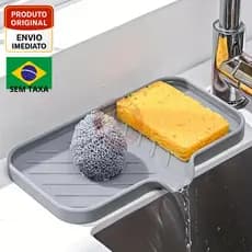 Bandeja de pia de cozinha de Silicone de 1 peça, saboneteira com cabeça de drenagem, almofada de drenagem de lavadora de