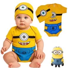 Body Bebê Infantil Mêsversário Temático Minions Super Confortável Linha Premium