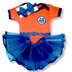 Kit Body Goku Com Tule E Laço - Fantasia Temático Infantil(K-3)