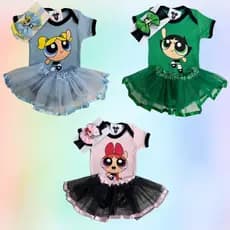 Body Bebê - Menina - Super Poderosas + Tule + Laço - Msversario(K-3)