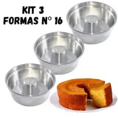 KIT 3 Formas para Bolo com furo,16cm Pudim bolo Torta Suíça