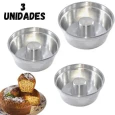 KIT 3 Formas para Bolo com furo,16, 14 e 12cm Torta Suíça Pudim bolo, Air Fryer