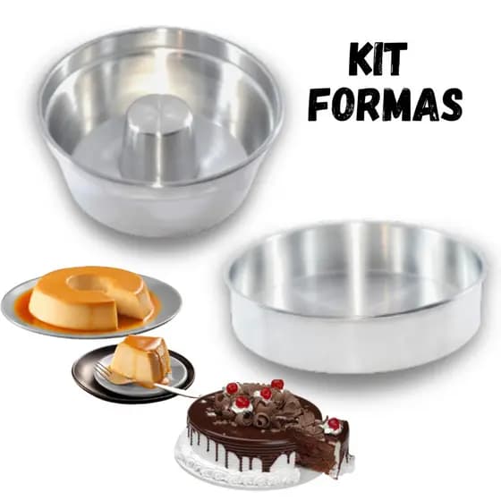 KIT 2 Formas Suiça para Bolo?Pudim + Redonda Torta Fritadeira N.20
