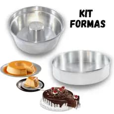 KIT 2 Formas Suiça para Bolo?Pudim + Redonda Torta Fritadeira N.20