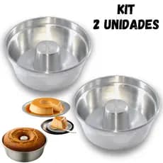 KIT 2 Formas para Bolo com furo Todos os Tamanhos 24, 22, 20, 18, 16cm Torta Suíça Pudim bolo