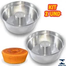 KIT 2 Formas para Bolo com furo 20cm e 16cm, Torta Suíça Pudim bolo