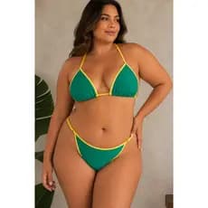 Biquíni cortininha fita Plus size Brasil sem bojo calcinha fio dental marquinha Copa do mundo