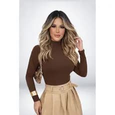 Blusa Feminina Manga Longa Gola Alta inverno Cacharrel Promoção