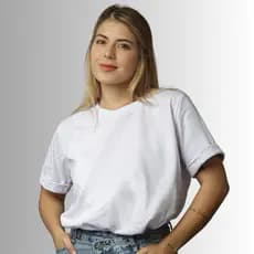 Blusa Feminina Básica 100% Algodão Detalhe na Manga Gola O T- Shirt Promoção