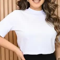 Blusa Feminina 100% Algodão Gola Alta Básica Elegante Dia a Dia Promoção