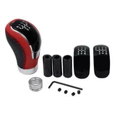 Manopla de câmbio universal para carro, vermelha e preta, versão em couro modificado, acessório para cabine HNBO
