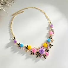 Novo Colar de Flores Colorido, Estilo de Luxo Leve e Exclusivo, Flor de Peônia com Diamantes, Colar de Clavícula, Colar