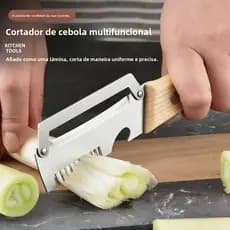 Cortador de cebola em aço inoxidável, cortador de vegetais multifuncional para uso doméstico, cortador de lula, faca de