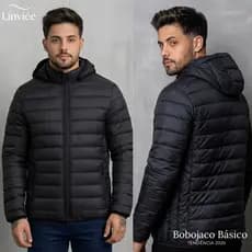 Jaqueta Puffer Masculina Premium Inverno 2026 Casaco Térmico Alta Qualidade Capuz Removível Top