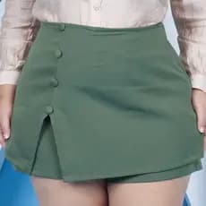 Short Saia Alfaitaria Plus Size Elegante Moda verão Atemporal Elegante Botão Encapados Elastico Embutido Moda Casual