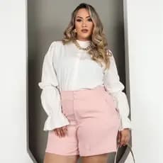 Short Alfaitaria Feminino Plus Size Moda Casual Moda Elegante Botão Coberto Verão Atemporal Moda Feminina Empoderamento