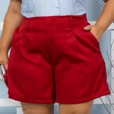 Short Alfaitaria Feminino Plus Size Cintura Alta Com Bolsos Elegante Tamanhos G1 e G2