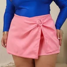 Short Saia Pus Size Feminino Cintura Alta Confortável Atemporal Alfaitaria Versátil Modelagem Plus Size