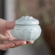 Pote de chá de cerâmica, frasco dispensador, pó de pérola, bálsamo, creme facial, mini pote, pote selado