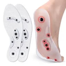 Palmilhas de massagem transparentes com 8 ímãs para homens e mulheres, com furos para respirabilidade, massagem de acupr