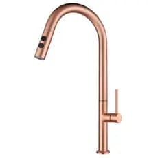 Torneira de Cozinha Retrátil em Aço Inoxidável 304 com Acabamento em Ouro Rosado, Torneira Telescópica Rotativa para Pia